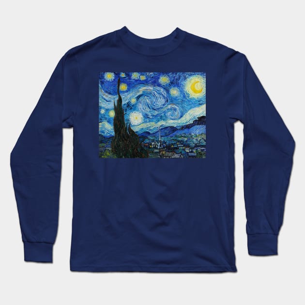 The Starry Night, Vincent Van Gogh, 1889 Long Sleeve T-Shirt by SteelWoolBunny